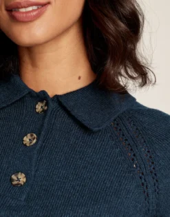 Joules Women's Mia Collared Pointelle Jumper - French Navy -Equestrian Riding Clothing Store cdn.joules 143
