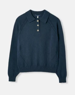 Joules Women's Mia Collared Pointelle Jumper - French Navy -Equestrian Riding Clothing Store cdn.joules 146