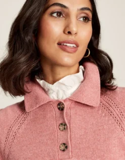 Joules Women's Mia Collared Pointelle Jumper - Pink -Equestrian Riding Clothing Store cdn.joules 153