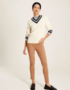 Joules Women's Dawson V-Neck Cricket Jumper - Crème Navy -Equestrian Riding Clothing Store cdn.joules 170