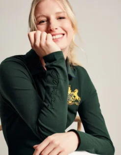 Joules Women's Ashley Long Sleeved Polo - Green -Equestrian Riding Clothing Store cdn.joules 209