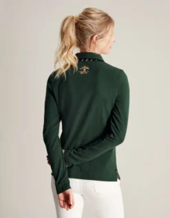 Joules Women's Ashley Long Sleeved Polo - Green -Equestrian Riding Clothing Store cdn.joules 211