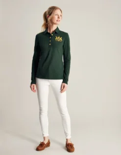 Joules Women's Ashley Long Sleeved Polo - Green -Equestrian Riding Clothing Store cdn.joules 212