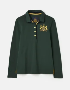Joules Women's Ashley Long Sleeved Polo - Green -Equestrian Riding Clothing Store cdn.joules 213