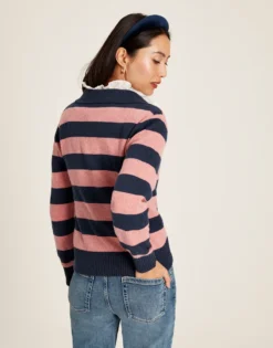 Joules Women's Maddie Striped V-Neck Jumper - Navy Stripe -Equestrian Riding Clothing Store cdn.joules 216