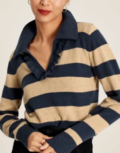 Joules Women's Maddie Striped V-Neck Jumper - Oat Stripe -Equestrian Riding Clothing Store cdn.joules 221