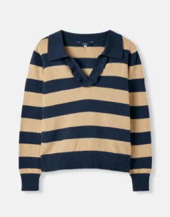 Joules Women's Maddie Striped V-Neck Jumper - Oat Stripe -Equestrian Riding Clothing Store cdn.joules 223