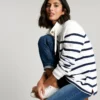 Joules Women's Southwold Button Sweatshirt - Navy Crème Stripe