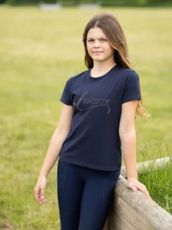 LeMieux Young Rider Diamante T-Shirt Navy -Equestrian Riding Clothing Store it03428 lifestyle youngriderdiamantet shirt navy 1 copy