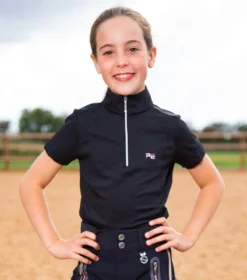 Premier Equine Mini Remisa Girl's Technical Short Sleeve Riding Top Black