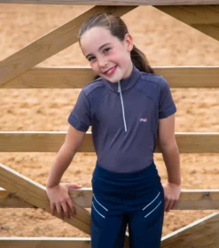 Premier Equine Mini Remisa Girl's Technical Short Sleeve Riding Top Grey